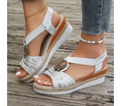 Sandalias de cuña para mujer, sandalias de plataforma con estampado de serpiente, zapatos de gladiador, cómodas e informales, tacones medios, verano