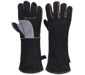 Guantes extremos resistentes al fuego y al calor, cuero con costuras de kevlar, perfectos para chimenea, estufa, horno, parrilla, soldadura