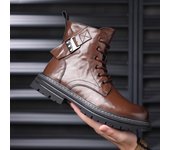 Cuero Piel de vaca Forro polar Botas cálidas para hombres Botas de tendencia versátiles Botas de herramientas
