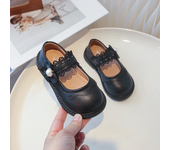 2024 Autumn New Children Leather Shoes for Girls Fashion Soft Bottom French Style Anti-slippery Chic Versatile Comfortable Shoes