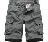 Summer New 100% Cotton Cargo Shorts Men Fashion Army Tactical Military Multi-Pocket Short Pants Elastic Waist Casual Shorts Men