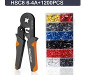 Ferrule Crimping Tool Kit, Hexagonal sawtooth Self-adjustable Ratchet Wire Terminals Crimper Kit with Wire Terminals kits