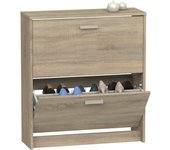 Zapatero Recibidor Mueble Auxiliar Estrecho 2 Puertas para Entrada Blanco, 12 Pares de Zapatos, 82x74x25cm, Colección Tibet