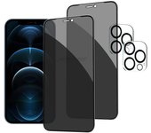 For Apple iPhone 16 15 14 13 12 Pro Max Plus mini 2+2Pack Privacy Screen Protector + Camera Lens  Anti-Spy Tempered Glass Film