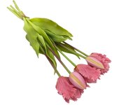 5pcs 5 Heads Artificial Parrot Tulip Flowers Luxury Realistic Simulation Tulip Bouquet Handmade Real Touch Fake Flowers