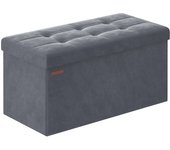 Puff Almacenaje, Baúl de Almacenaje Plegable, 38 x 110 x 38 cm, Taburete Reposapiés, Banco de Cubo, Soporta hasta 300 kg, para Sala de Estar, Dormitorio, Entrada, Rosa Jalea LSF277R01