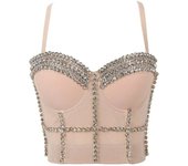 Women Tank Tops Sequined Rhinestone Pearl Wedding Push Up Bra Woman Clothes Camis Stage Ladies Crop Top Corset y2k Blusas