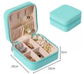 Caja de almacenamiento de joyas, anillo portátil y pendientes para joyas de viaje