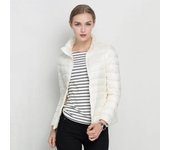 Abrigo de invierno para mujer, chaqueta ligera, cálido, corte ajustado con cuello alto, chaqueta de plumón, color liso.