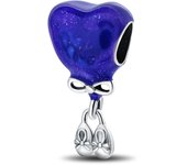 925 Sterling Silver Galaxy Blue Stars & Heart-Shaped Beads Fit Pandora Original Bracelet Charms Beads Women's Jewelry Gift