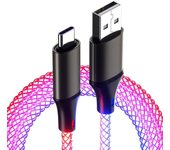 3 in 1 Fast Charging Cable 6A 66W ios RGB Lights Charge Cable Android Head RGB Lights Mobile Phone Data Cord Phone Charging