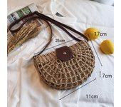 Round Straw Beach Bag Vintage Handmade Woven Shoulder Bag Raffia Circle Rattan Bags Bohemian Summer Vacation Casual Bags