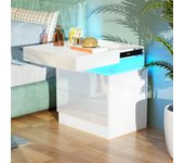 Rcynview Night table with LED lighting, 45 x 40 x 67 cm, modern bedroom night tables with plug, bright night table of 16 adjustable colors, bedside tables, bedroom, bedroom