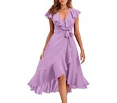 Vestido de Verano Sólido Para Mujeres, bohemio, con volantes, 2024 Y