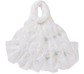 Luxury Beaded Satin Hijab Solid Color Pearl Silk Headscarf Turban Bandana Butterfly Chiffon Scarf Vacation