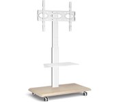 Pie Ruedas Móvil - Rfiver Soporte TV Suelo +/-30° Giratorio Altura Ajustable para 26-65 Pulgadas TV - Soportes Televisor Madera Blanco Alto con Estante | MAX 35 KG Vesa 400x400 mm
