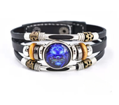 Pulsera de cuero luminosa de doce constelaciones, pulsera de cuero con cuentas multicapa Retro, regalos de joyería para hombres, mujeres y parejas