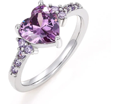 Women's Purple Heart Cubic Zirconia Ring, Unique Wedding Engagement Accessory, Elegant fashionable Gift for Women, Romantic Fashion Jewelry ,Mother's Day gift