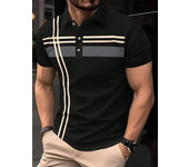 Camiseta Polo con estampado de rayas para hombre, Tops informales holgados de manga corta con solapa, ropa de Golf de negocios, camiseta cómoda de tendencia