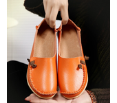 Zapatos de cuero plano para mujer, mocasines suaves, cómodos, de enfermería, de verano