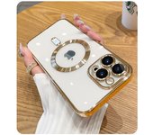 Luxury Plating Magnetic Wireless Charging Phone Case For iPhone 13 12 11 Pro Max Soft TPU Case Lens Protector Phone Accessories