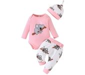 Conjunto de Disfraz de Koala de Dibujos Animados para Niños, Body de manga larga y pantalón con gorro