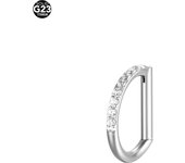 1Pc F136 Titanium16G 8/10mm Cartilage Tragus Helix Ear Piercing Body Jewelry Nose Ring Half Ring CZ D Shape Segment Ring Cliker