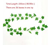 2021 230Cm Green Artificial Hanging Leaf Garland Plants Vine Leaves wall rattan patio decoration Home Wedding Party Garden Decor