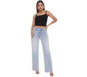Plus Size Mid-low Rise Baggy Jeans Wide Leg for Women Distressed Pants Stretchy Light Blue/Dark Blue Womenswear Bottom  Lady Basic Minimalist Comfortable Denim Tummy Control Curve Hugging