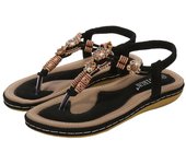 GASL- Sandalias Planas Mujer Verano 2025 Boho con Cuentas de Madera y Cordón Trenzado - Tallas Grandes, Confortables
