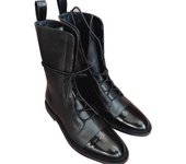 2025 Winter Foreign Trade New Low Heel Round Head Cross Strap Mid Barrel Women's Knight Boots