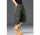 Pantalones cortos de verano para hombre, pantalones holgados informales por debajo de la rodilla, cintura elástica de talla grande, pantalones