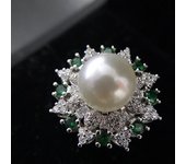 Vintage star pearl set gold-plated inlaid mother-of-pearl imitation emerald sunflower fashion pendant 14mm