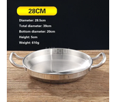 Olla caliente del ejército coreano dorado, sartén comercial gruesa de doble oreja, olla seca, lavabo, olla de arroz de mariscos español de acero inoxidable