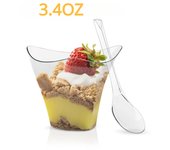 25/50PCS Disposable Cups for Party Birthday 3.4OZ Twisted Triangle Mousse Dessert Ice Cream Frozen Pudding Cup