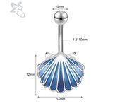 ZS 1 PC Cute Shell Pendant Belly Button Ring Moonstone Drop Belly Rings 14G Stainless Steel Summer Flower Navel Piercing Jewelry