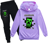 Minecraft Boys 2 Piece Fleece Pants Sets, Pullover Hoodie and Jogger Set for Boys