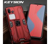KEYSION Shockproof Armor Case for VIVO V30 Pro 5G V29 5G Silicone+PC Kickstand Phone Back Cover for VIVO X100 Pro 5G X90 Pro+