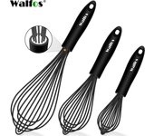 Walfos 1pcs/3set Multifunctional Rotating Manual Whisk Mixer Mini Plastic Kitchen Whisk Baking Tool Silicone Whisk