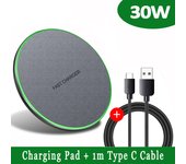 NEW 30W Wireless Charger iPhone 15 14 13 12 11 Pro XS Max XR 8 Induction Fast Charging Pad For Samsung S23 S22 S21 Note 20