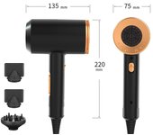 2000W Secador de Pelo de Iónico Profesional Poderoso ,30 millones de iones negativos para Secado Rápido, 3 Velocidades