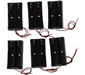 6 Pcs Black Plastic 2 x3.7V 18650 Type Battery Holder Box Case