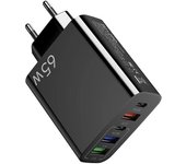 65W Cargador USB C,5 Puertos USB C Carga Rápida, 5 en 1 Bloque de Carga Dual PD+QC, para iPhone 15/14/13/12/11/Pro MAX/XS/iPad,MacBook Pro/Air,Samsung Galaxy,Huawei