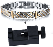 Magnetic Bracelet for Men Hand Chain Gold-color Magnetic Energy Benefits 21cm Jewelry Stainless Steel Waterproof 9mm Wide Metal
