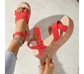 Tacón de Cuña de 7cm, novedad de verano, plataforma de moda, hebilla inferior gruesa, zapatos informales cómodos para caminar, sandalias para mujer