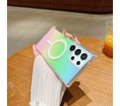 Rainbow Acrylic Phone Case For Samsung Galaxy S24Ultra S23Ultra S21FE S23FE Support Wireless Charging S22Ultra/S24Plus/S23/S21Ultra Clear Style