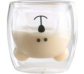 Taza de café doble pared taza de cristal árbol de Navidad tazas de cristal pequeño oso con diseño de leche, regalo de cumpleaños creativo San Valentín romántico