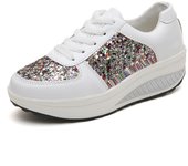 Color diamante lentejuelas espejo mecedora zapatos de mujer estudiante casual zapatos deportivos color zapatos de moda