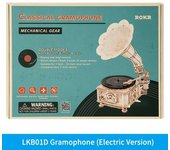 Robotime Rokr DIY Hand Retro Decoration Crank Classic Gramophone 3D Wooden Puzzle Building Kits Toy Gift for Adults Teens LKB01D