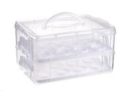 2 Tier Cupcake Carrier Transparent Rectangle Cupcake Storage Box with Lid and Handle 24 Grids Cupcake Containers Party